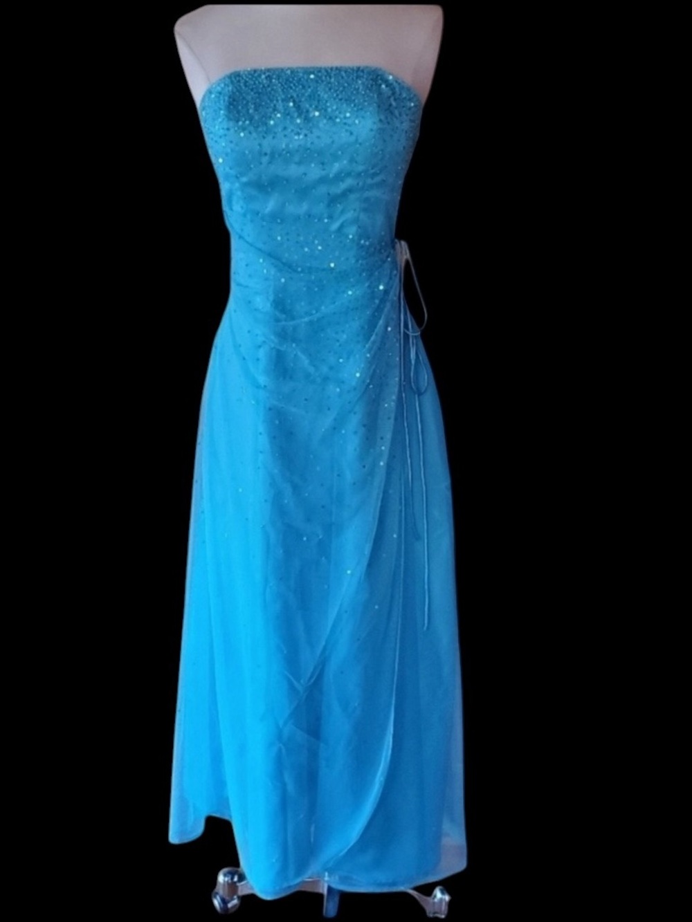 1980s Mori Lee Beaded & Sequin Strapless Dress